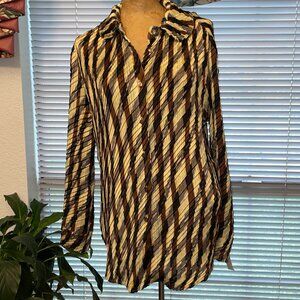 NWT $310 Multi Shades of Brown Pleated Oversize Blouse JNBY XS S M L